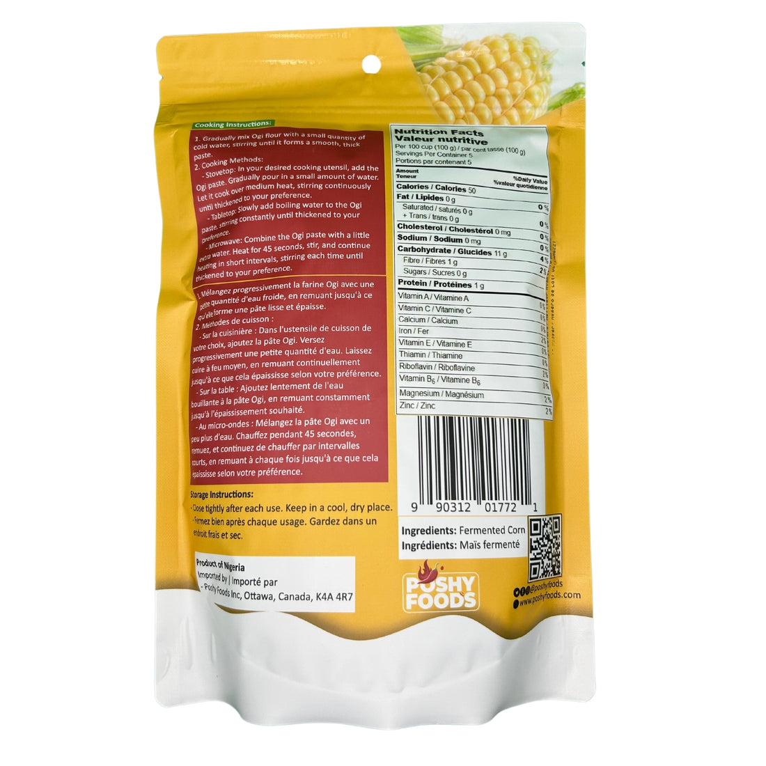 Yellow Ogi (Akamu, Koko) | Organic Fermented Cornmeal Flour | Gut-Friendly Superfood | Gluten-Free | 500g