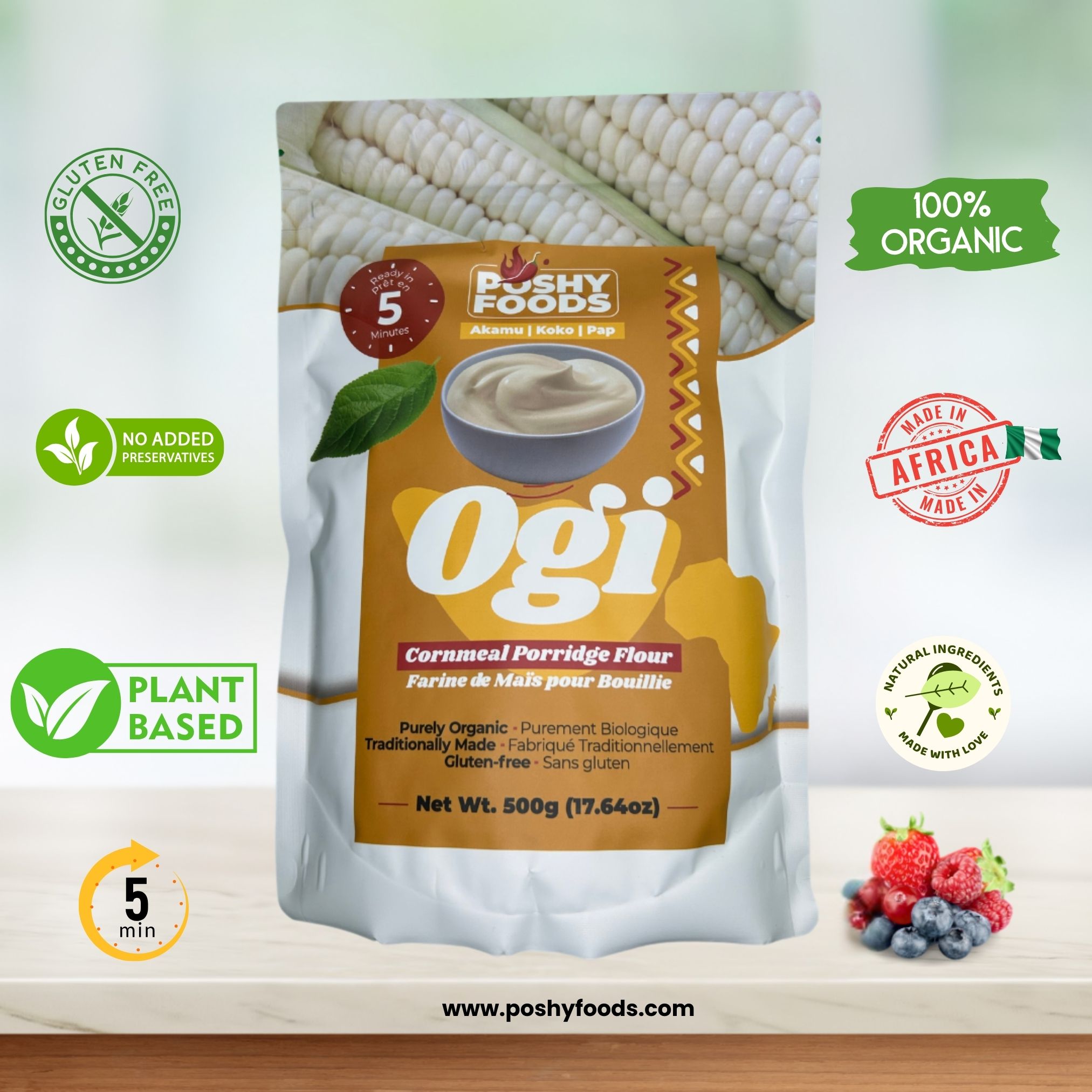 Ogi White (Akamu, Koko) | Organic Fermented Cornmeal Flour | Gut-Friendly Superfood | Gluten-Free