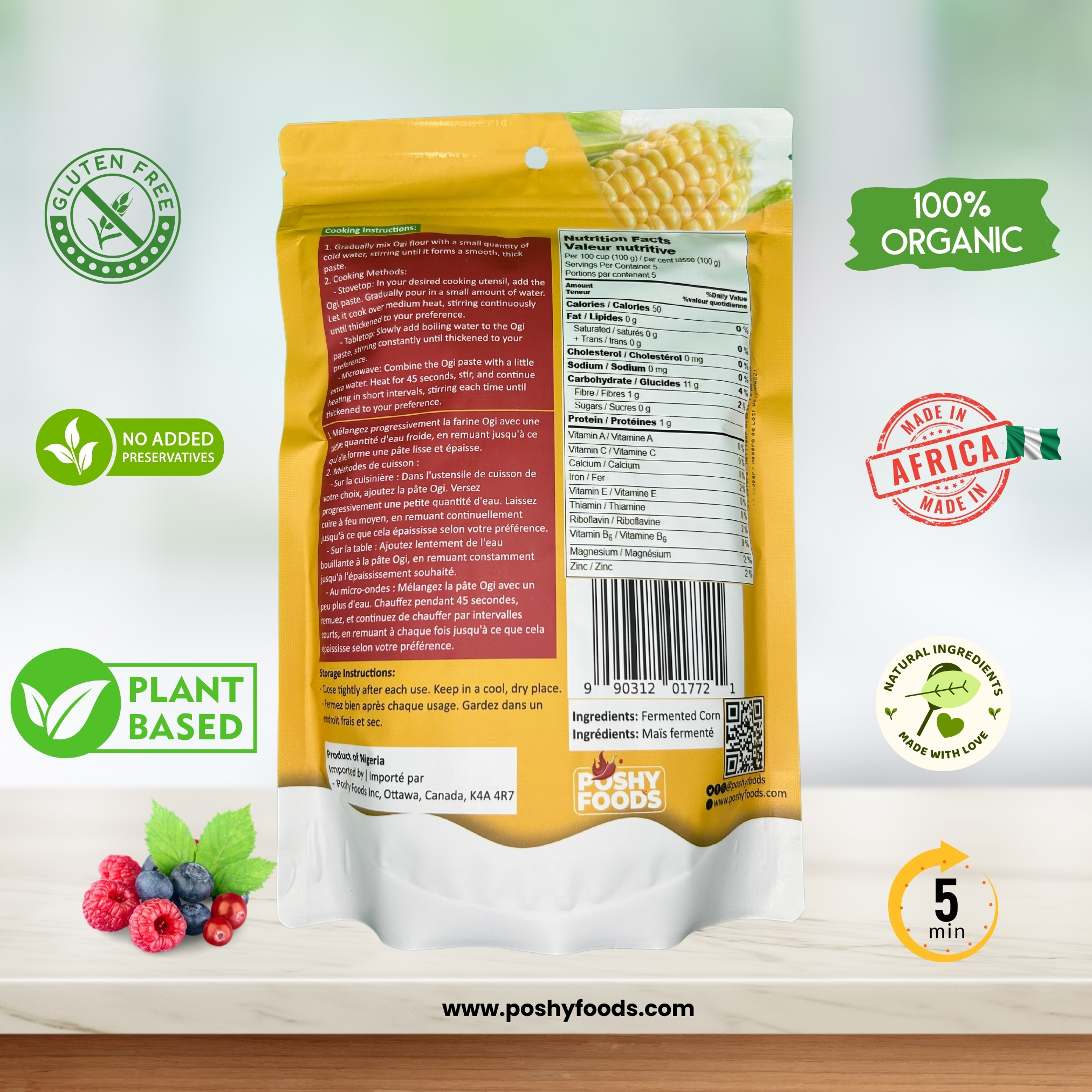 Ogi Yellow (Akamu, Koko) | Organic Fermented Cornmeal Flour | Gut-Friendly Superfood | Gluten-Free | 500g - Image 4